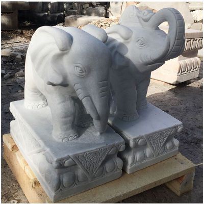 大理石立式大象  石雕公园动物摆件 