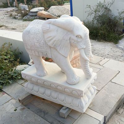 汉白玉吉祥大象  石雕酒店招财动物雕塑 