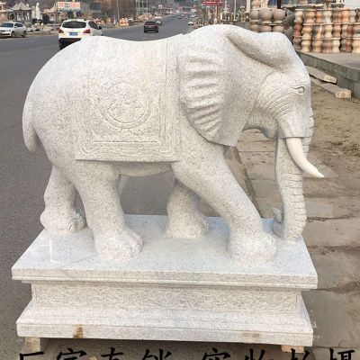 门口大象石雕大理石大象雕塑