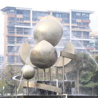 不锈钢水球相连  小区景观雕塑