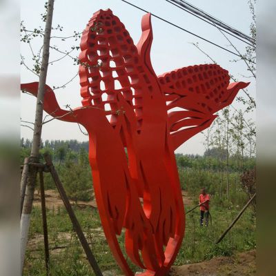 不锈钢玉米雕塑，剪纸不锈钢雕塑 (2)