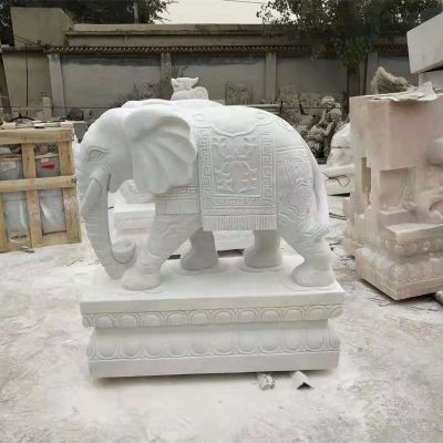 汉白玉大象，吸财大象石雕 