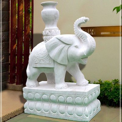 汉白玉小象，招财石雕