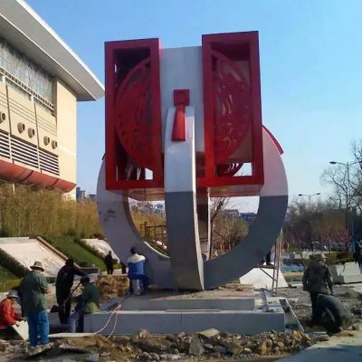 不锈钢圆环雕塑  广场不锈钢雕塑