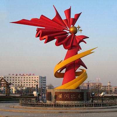 黄河之光雕塑  大型不锈钢景观雕塑