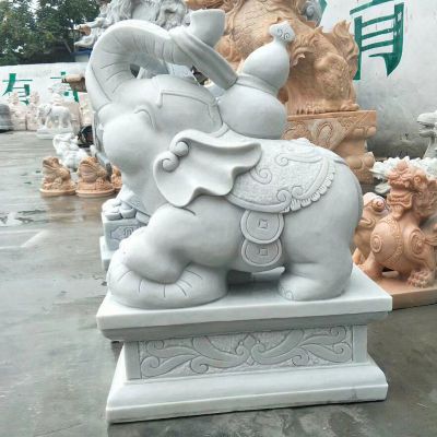 象牙石雕汉白玉酒店门口招财大象雕塑 