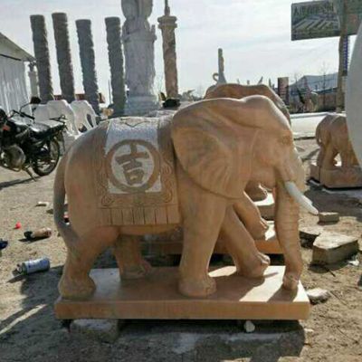 象鼻朝下的小象石雕 汉白玉门口大象石雕 