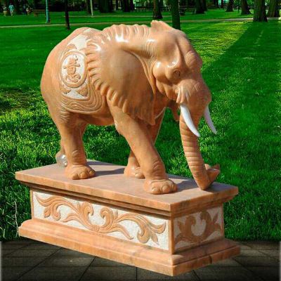晚霞红非洲大象   石雕看门大象雕塑