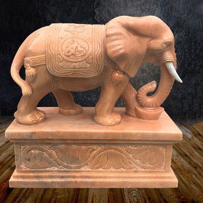 晚霞红象牙大象   企业招财动物雕塑