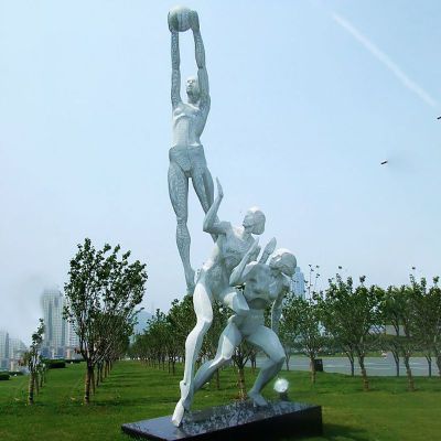 不锈钢打篮球雕塑  公园不锈钢人物雕塑