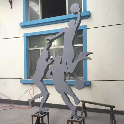 不锈钢打篮球雕塑  广场不锈钢运动雕塑 