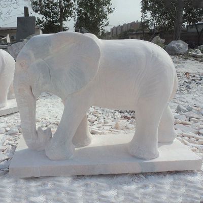 小象石雕，公园大理石动物雕塑 