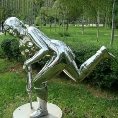 不锈钢曲棍球雕塑  公园不锈钢运动雕塑