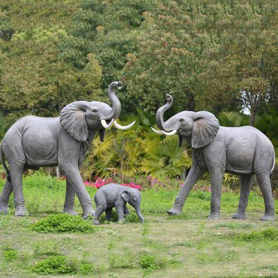 石雕大象动物雕塑，大理石公园动物雕塑