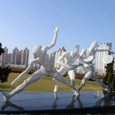 不锈钢几何运动人物雕塑 公园抽象人物摆件