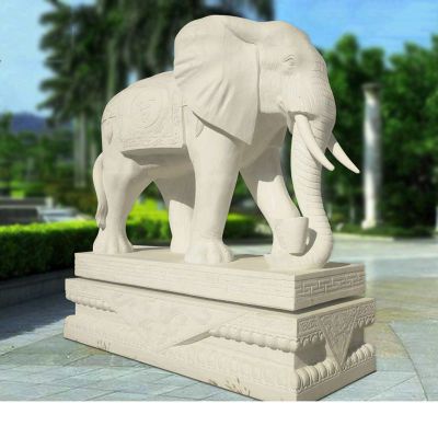 石雕大象大理石企业门口大象雕塑 