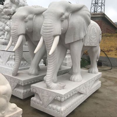 石雕大象  汉白玉招财镇宅大象雕塑