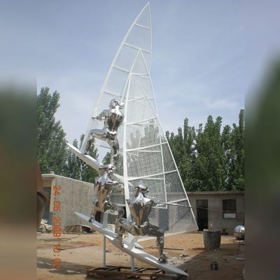 不锈钢帆船雕塑  公园运动雕塑