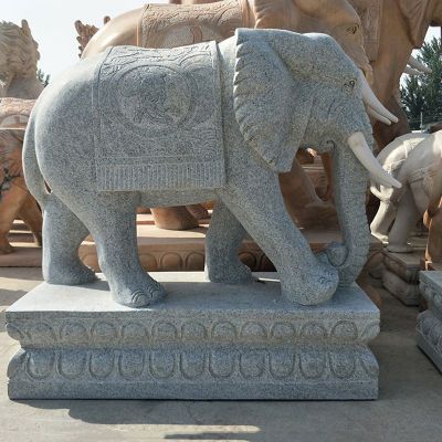 青石象牙大象   石雕招财镇宅大象雕塑 