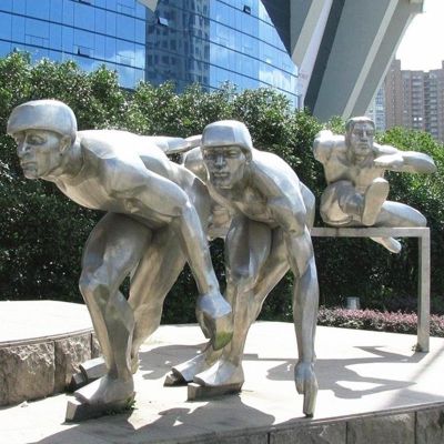 不锈钢几何运动人物雕塑公园抽象人物雕塑