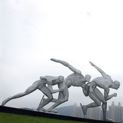 不锈钢滑冰人物  广场人物雕塑 