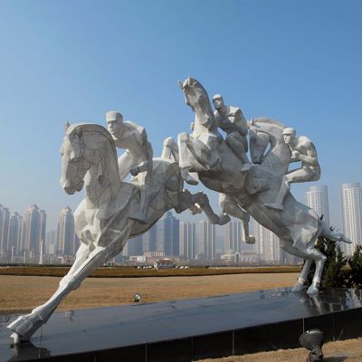 骑马比赛雕塑  不锈钢运动雕塑