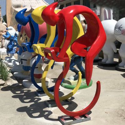 不锈钢骑车抽象  广场景观雕塑