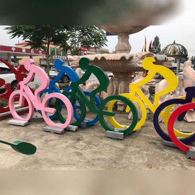 骑车雕塑，不锈钢公园运动雕塑 