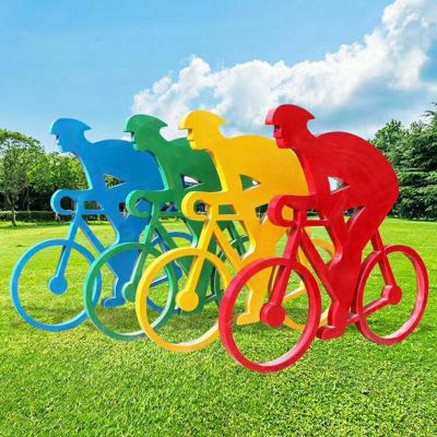 抽象骑自行车人物雕塑 公园不锈钢雕塑