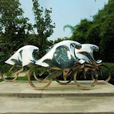 公园赛车雕塑  不锈钢运动雕塑