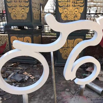 不锈钢抽象骑车  广场景观雕塑