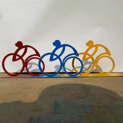 不锈钢抽象骑车雕塑  公园运动雕塑