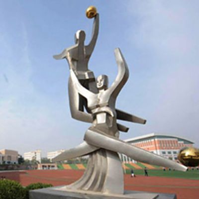 大型抽象人物玩球户外广场景观，不锈钢人物雕塑