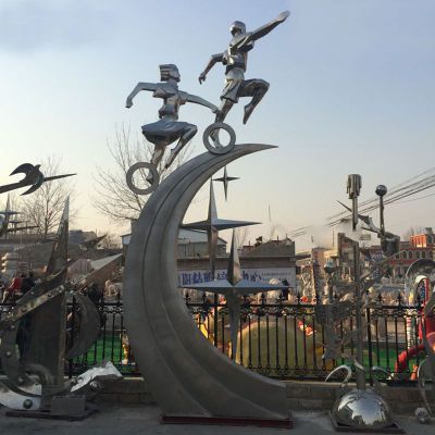 不锈钢海之星儿童  广场人物雕塑