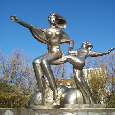 不锈钢跳舞雕塑，公园运动不锈钢雕塑