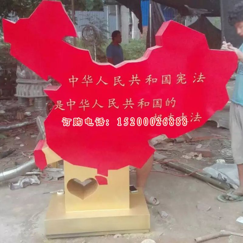 不锈钢中国版图雕塑，不锈钢广场雕塑 (1)