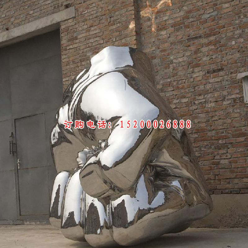 不锈钢拳头雕塑，公园景观雕塑