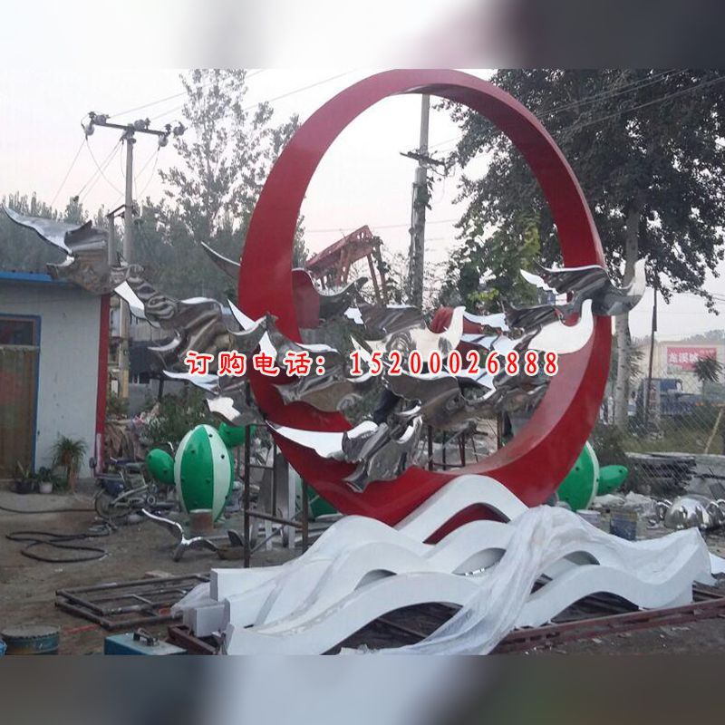 不锈钢和平鸽雕塑，不锈钢广场雕塑 (2)