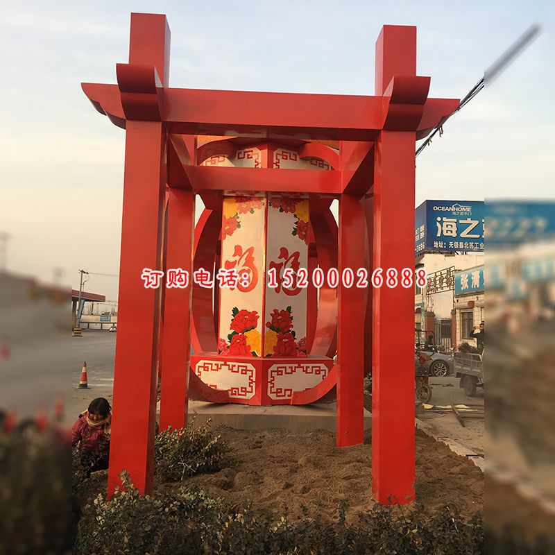 不锈钢中国梦雕塑，不锈钢红灯笼雕塑 (5)