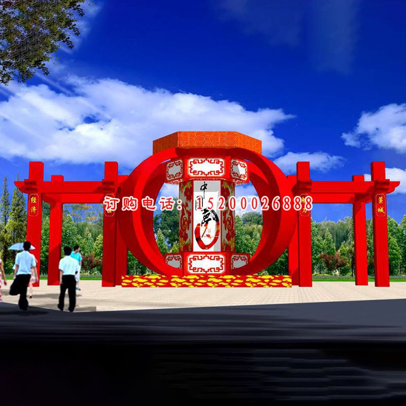 不锈钢中国梦雕塑，不锈钢红灯笼雕塑 (7)