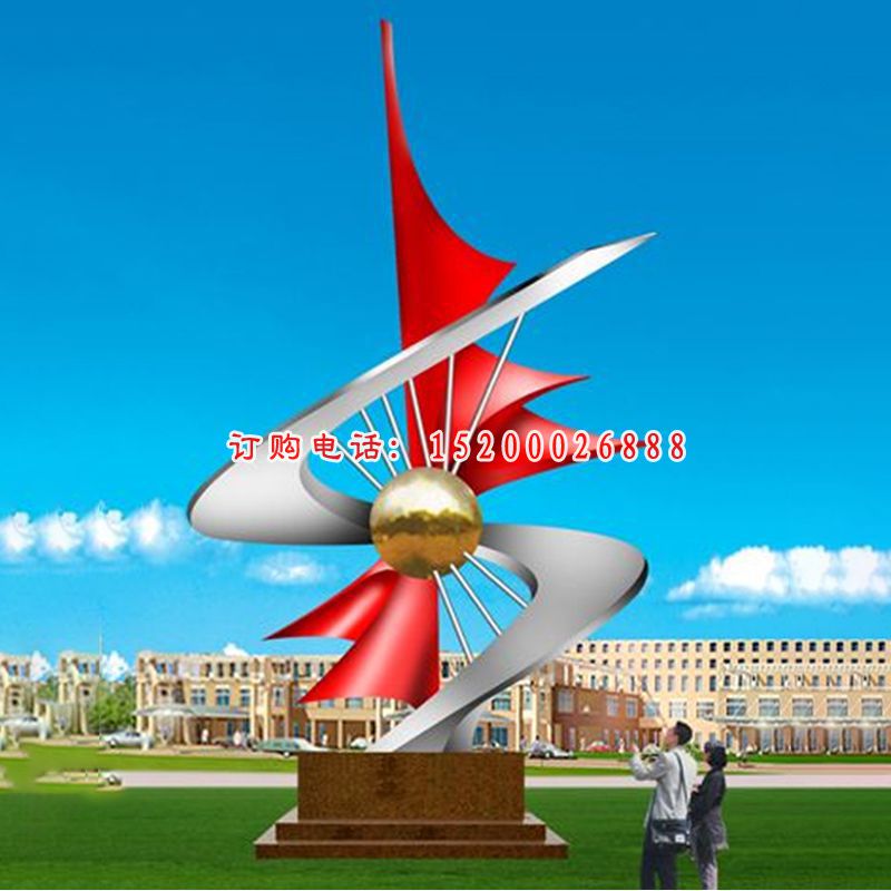 不锈钢未来之路雕塑，不锈钢企业抽象雕塑