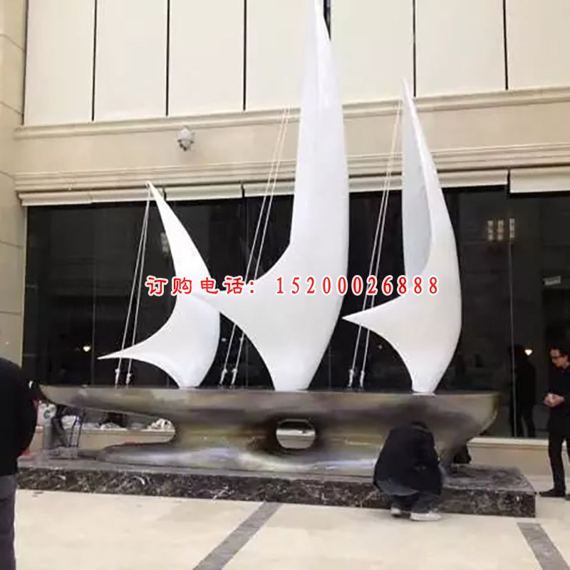 不锈钢帆船雕塑，广场帆船不锈钢雕塑 (2)