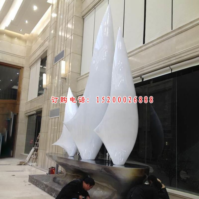 不锈钢帆船雕塑，广场帆船不锈钢雕塑 (1)
