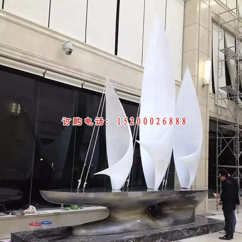 不锈钢帆船雕塑，广场帆船不锈钢雕塑