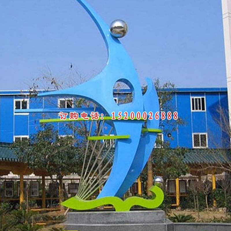 不锈钢弯弓   小区景观雕塑 (1)