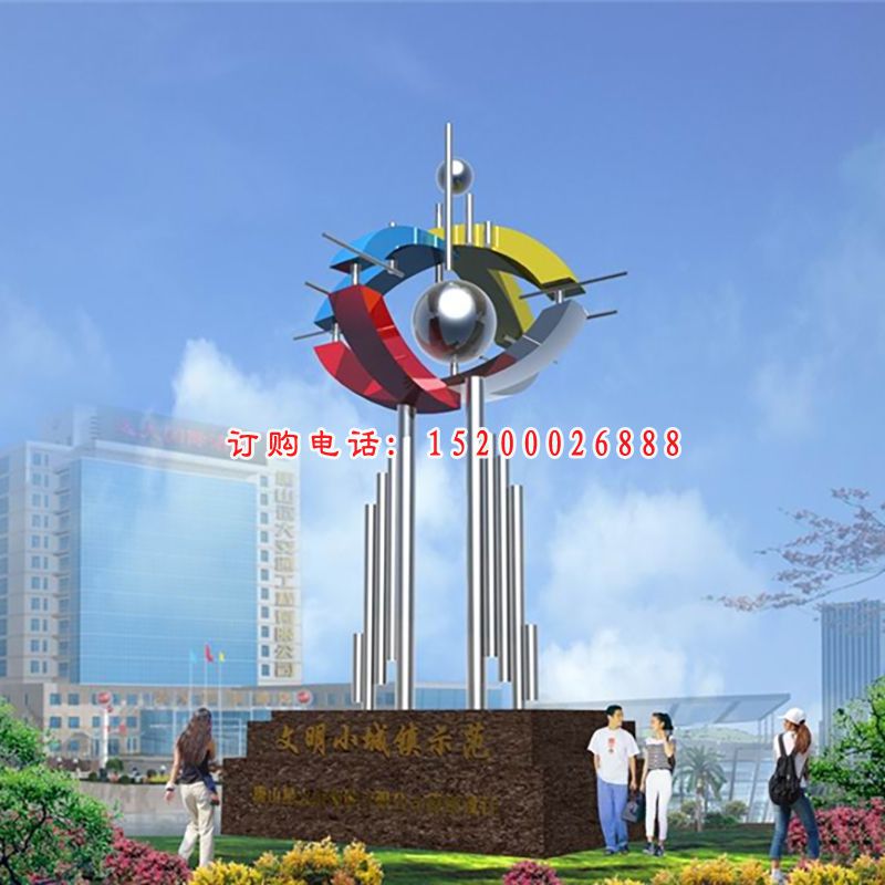 不锈钢雕塑眺望雕塑，不锈钢企业抽象雕塑
