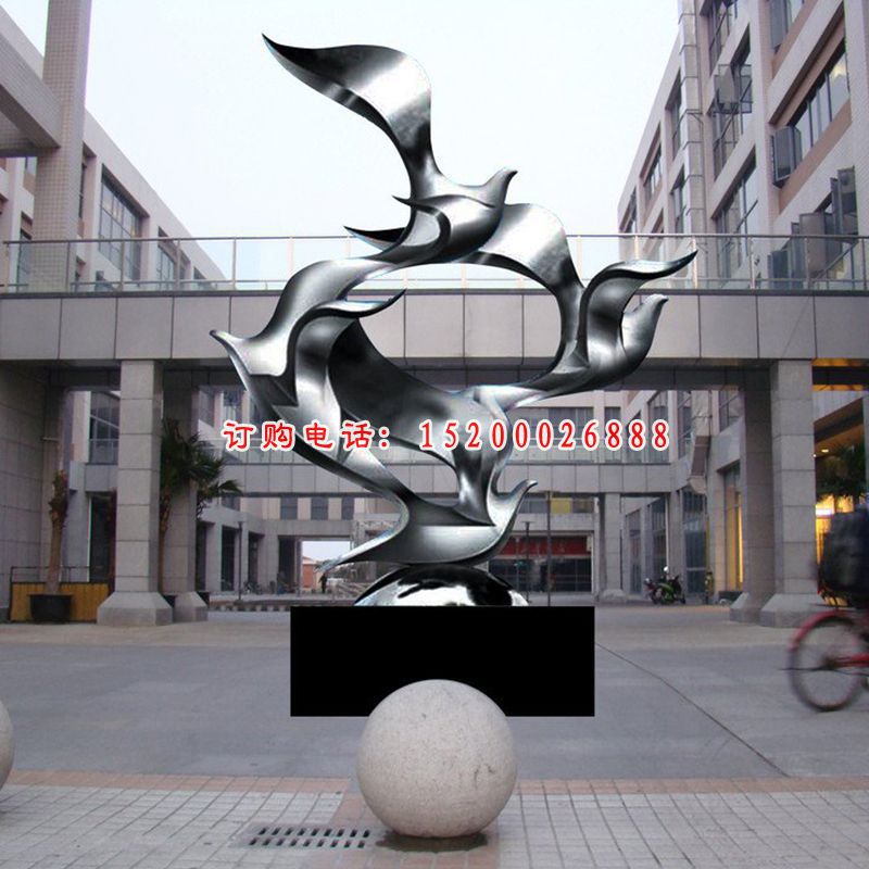不锈钢飞翔雕塑，校园不锈钢雕塑