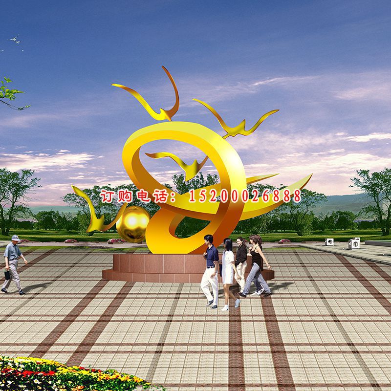 不锈钢雕塑自由飞翔景观雕塑