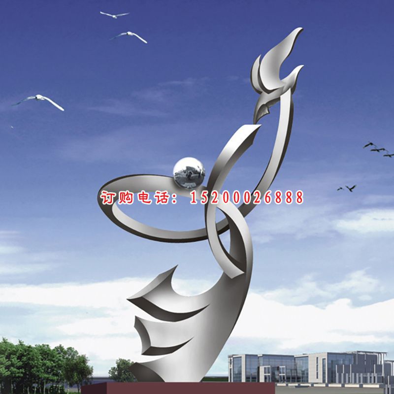 不锈钢飞翔雕塑，广场景观雕塑