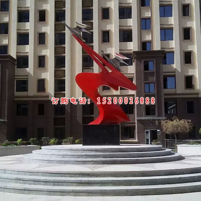 不锈钢抽象地偶素，不锈钢广场雕塑